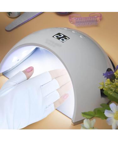 FOHOLA 2 Pairs Fingerless Gloves UV Gloves for Gel Nails Anti UV Gloves for Nail Lamp UV Protection for Nail Design(White) (M 2) M 2.0 - Buy Online on GoSupps.com