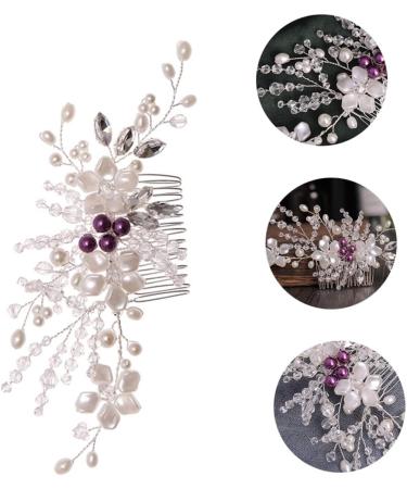 Ipetboom 1pc Braided Flower Comb Pearl Hair Clip Rhinestone Hair Clip Wedding Hair Comb Womens Hair Clips Bride Hair Comb To Weave Abs White Hair Accessories Banquet European and American - Buy Online on GoSupps.com