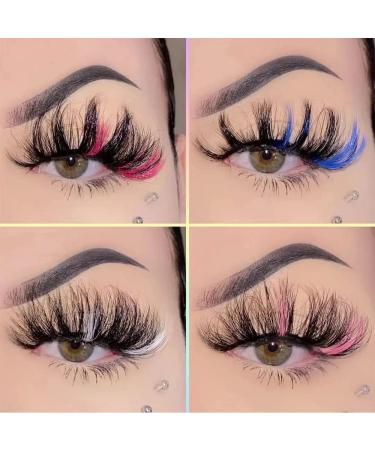Colored Mink Lashes: 25mm Dramatic Wispy Eyelashes in 5 Mixed Colors - Pack of 5 Pairs - Buy Online on GoSupps.com
