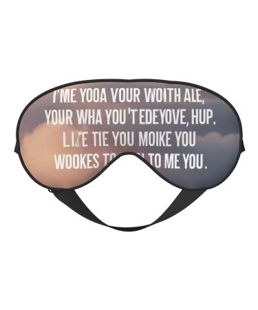 Soft Inspirational Quotes Printed Eye Mask Adjustable Breathable Eye Masks for Sleep Light Blocking & Double-Sided Black