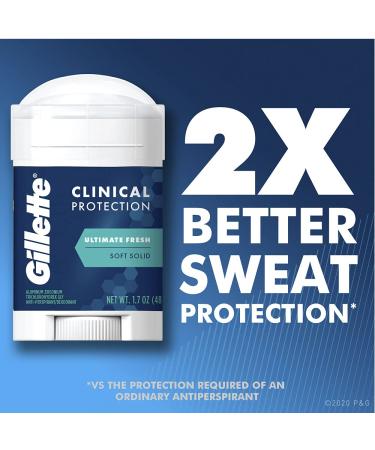 Gillette Antiperspirant Deodorant for Men - Clinical Soft Solid, Ultimate Fresh, 72 Hr Protection, 3 Pack (1.7 oz Each) - Buy Online on GoSupps.com
