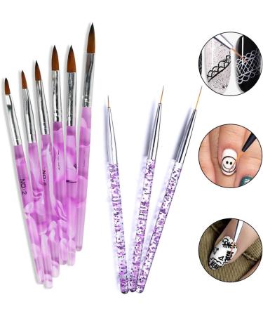 9 Pieces UV Gel Nail Art Brush Set Gel Nail Painting Tools Pen Nail Art Tips Builder Brush for Nail Art Design Painting Salons and DIY - Buy Online on GoSupps.com