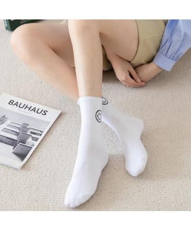 Shop Akamas 5 Couple Women's Cotton Socks - Funny Smiling Face Pattern Breathable Sports & Fashion Ankle Socks Soft Warm Knitting Gifts (Black/White/Gray) Sizes 35-41 | International Shipping Available - Buy Online on GoSupps.com