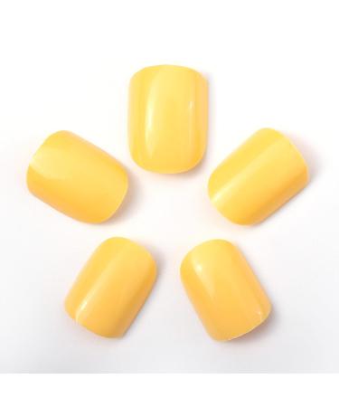 Shop Novo Ovo Short Corner Oval Press On Fake Nails - Light Yellow Monochrome Artificial Fingernails - Perfect for Easy Application with Glue - Buy Online on GoSupps.com