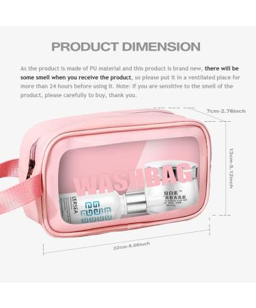 Waterproof Clear Makeup Bag with Zipper - Pink Travel Toiletry Case - Buy Online on GoSupps.com