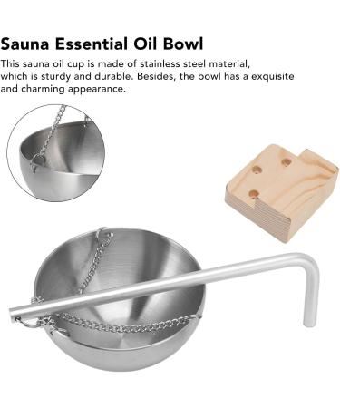 Sauna Oil Cup Sauna Aromatherapy Oil Holder Stainless Steel Essential Oil Fragrance Diffuser Bowl with Wooden Block Use for Sauna Room(Small 11.4x9.1x1in) - Buy Online on GoSupps.com