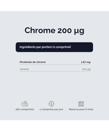 Vitaler's Chrome 200 g - 180 Comprim s V g talien 6 mois de Suppl mentation Sans Conservateur Composition Pure - Buy Online on GoSupps.com