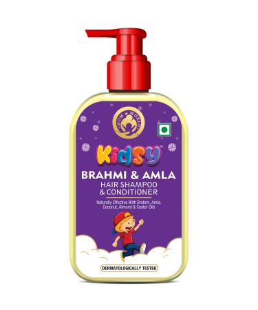 Mom & World Kidsy Brahmi & Amla Hair Shampoo & Conditioner for Kids With Brahmi Amla Coconut Almond & Castor Oils Dermatologically Tested No Sulphate 240ml