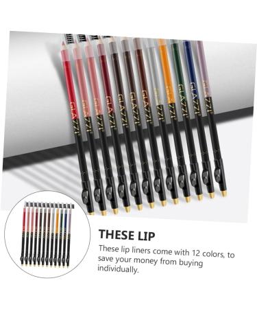 TOVINANNA 12pcs Lip Liner Eyeliner Waterproof Eyebrow Pen Gel Eyeliner Grey Pencil Makeup Tools Lasting Powder 1 count (Pack of 1) Assorted Color - Buy Online on GoSupps.com