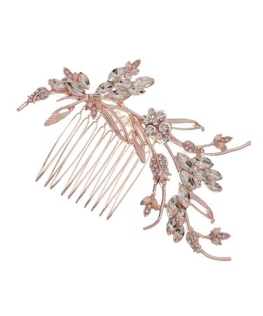 Ipetboom 1 PC Comb Rhinestone Flower Bridesmaid Branches and Leaves Alloy