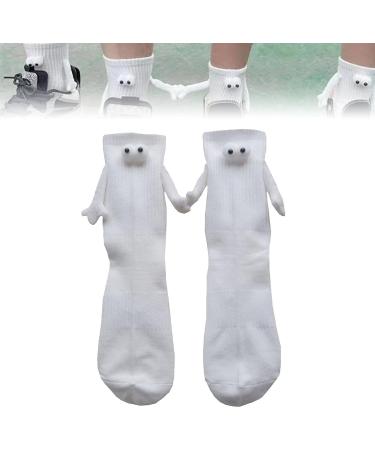 VVZZL Funny Magnetic Suction 3D Doll Couple Socks Couple Holding Hands Unisex Socks Magnetic 3D Doll Socks Novelty Socks (Color : White Size : 2 Pairs)