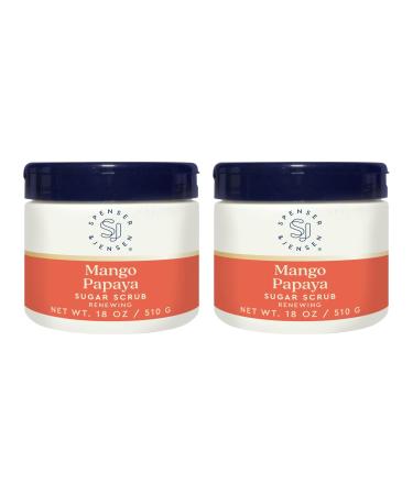 Spenser & Jensen Mango Papaya Exfoliating Sugar Scrub - Hydrating & Renewing Body Scrub for Soft Smooth & Silky Skin - Gentle Body Care - 18 oz (Pack of 2) Mango Papaya 18 Ounce (Pack of 2)