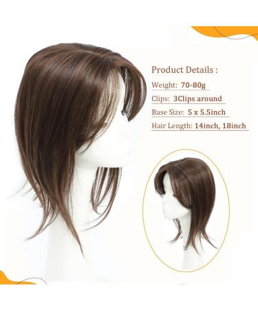 14 Inch Hair Topper for Women with Big Base - Soft Hair Extensions for Thinning Hair - Clip in Hairpiece for Hair Loss - 4C Shade - Buy Online on GoSupps.com