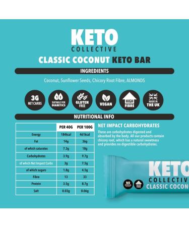 Keto Collective Keto Bars - 15x40g Mixed Variety Box | Low Carb, High Fibre, Source of Protein | Gluten Free, Vegan | 3g Net Carbs | Natural Ingredients - Buy Online on GoSupps.com