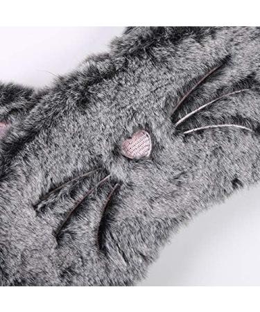 Shinywear Cute Rabbit Sleeping Eye Mask - Super Soft Plush Blindfold for Kids and Adults (Black Grey Cat) - Buy Online on GoSupps.com