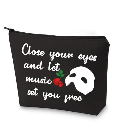 Phantom's Mask Makeup Bag 90s Horror Film Gift Close Your Eyes Let Music Set You Free Funny Gift for Fans(Close Your Eyes)
