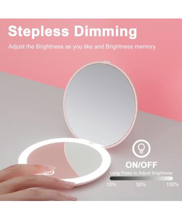 TOPPSTORE LED Lighted Compact Mirror 4 Inch 1X/5X Magnification | Rechargeable Travel Makeup Mirror | Portable & Compact with Light | Pink - Buy Online on GoSupps.com