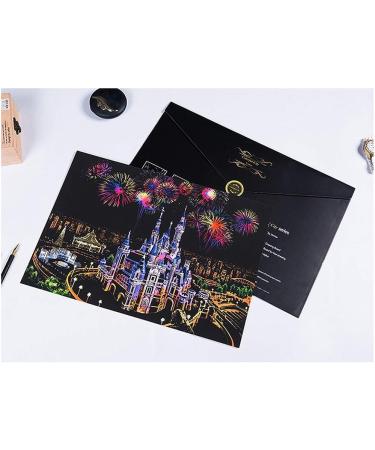 Rainbow Scratch Art Painting Sketch Pad | DIY Night View Scratchboard Kit for Kids & Adults | Engraving & Craft Set | Creative Gift | 16'' x 11.2'' with 3 Tools | Dream Castle Design - Buy Online on GoSupps.com