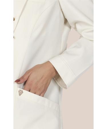 Professional Fitted Women's Lab Coat - Beige, Small - 38 Long, 5 Pockets - Ideal for Medical & Science Use - Buy Online on GoSupps.com