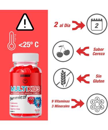 Weider Multikids Gummies - Kids Vitamins - No Added Sugars - Texture and Dose of Vitamins (D E C B6 B12) Child Friendly - - Buy Online on GoSupps.com
