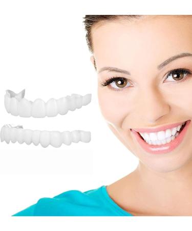 uqlpxz 2 Pairs Veneers Snap-In Teeth Denture Braces Cosmetic Comfort Fit Snap-On Quick Fit Dentures