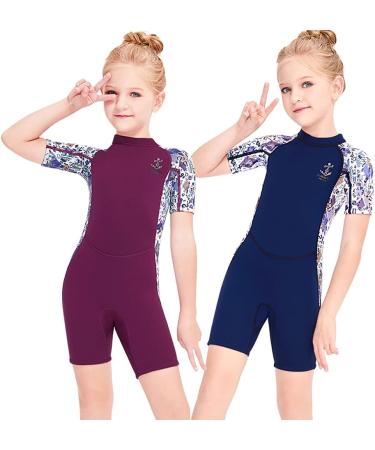 Kids Neoprene Wetsuit Shorty 2.5MM Thermal Swimsuit for Girls Boys - Youth Diving Suit for Snorkeling and Water Sports - Purple, XX-Large - Buy Online on GoSupps.com