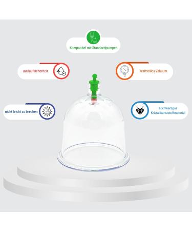 100x High-Quality Plastic Cupping Glasses - Green Hijama Cupping Cups (7cm) - Hacamat Kupas for Pain Relief & Wellness - Buy Online on GoSupps.com