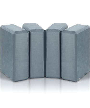 4 Pcs Yoga Blocks Soft EVA Foam Blocks Supportive Yoga Brick Non Slip Exercise Block Yoga Equipment for Pilates Exercise Workout Meditation Supplies, Grey, 9 x 6 x 3 Inches