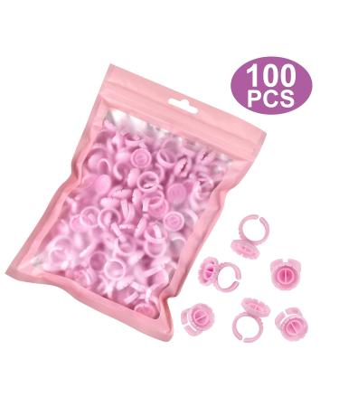 Eyelash Extension Glue Rings 100PCS - Disposable Fanning Cups - Pink MEKK Lash Supplies - Buy Online on GoSupps.com