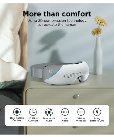 VMOK Heated Eye Massager with Compression and Bluetooth Music - Relaxing Eye Temple Massager for Migraine Relief, Dark Circles, and Improved Sleep - Ideal Birthday Gift for Women in White - Buy Online on GoSupps.com