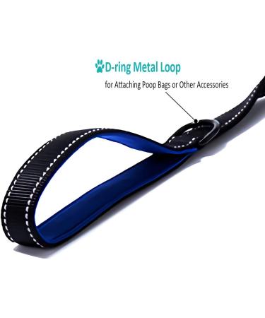 DDSCOLOUR Heavy Duty Dog Leash 5-6ft Long with Double Traffic Handle Reflective Perfect for Medium large dog leash strong Double Handle Lead Greater Control Safety Training (Black+Blue) 5 feet Black+blue - Buy Online on GoSupps.com