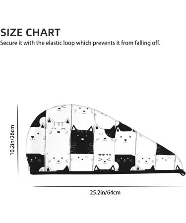 Doodle Cute Cat Microfiber Hair Towel | Soft Super Absorbent Quick Dry Wrap for Women with Long Curly & Thick Hair - Buy Online on GoSupps.com