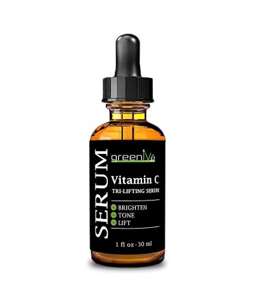 GreenIVe Vitamin C Serum | Tri-Lifting Serum with Hyaluronic Acid & Vegetable Collagen | Anti-Aging Skincare - Buy Online on GoSupps.com