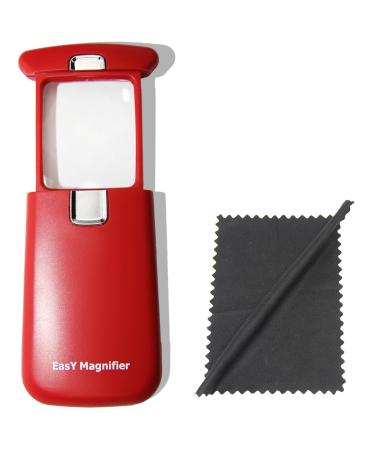 Easy Magnifier Leselupe 3x with light LED light Bags with protected acrylic lens Illuminated enlargement glass to read small texts Hand magnifier - gift as visual aid reading aid Sedona Red - Buy Online on GoSupps.com