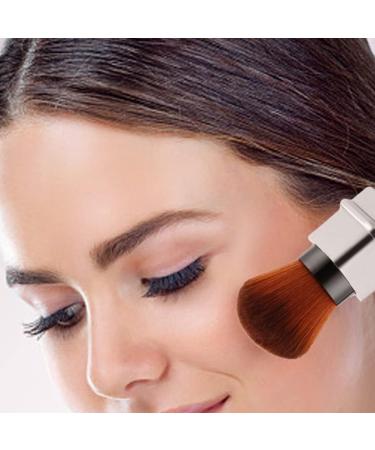 Retractable Powder Brush Travel Nail Dust Brush Portable Makeup Brush with Cover Silver Manicure tackle - Buy Online on GoSupps.com