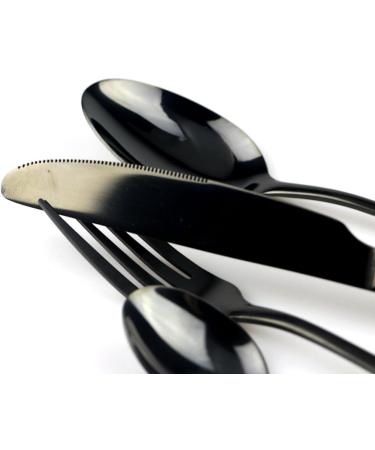 Kitchen Silverware Cutlery Set Shiny Stainless Steel 4Pcs Flatware Set for 1 Restaurant Tableware Dinnerware Black Utensil Set Steak Knife Set Spoon/Fork/Teaspoon/Straws/Brush/Bag 1 Black 4pcs/Set - Buy Online on GoSupps.com