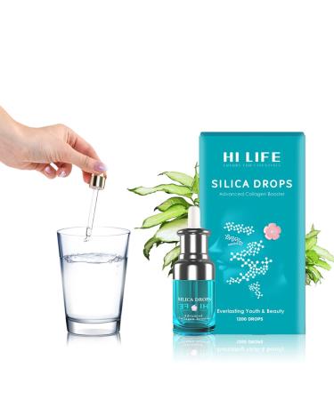 Hi Life Silica 1200 Drops Advanced Collagen Booster for Men & Women | Supports Glowing Skin Lustrous Hair Nails Immune System Bones Joints & Tissues Aids in Anti-ageing Easy to Consume - 60 ML