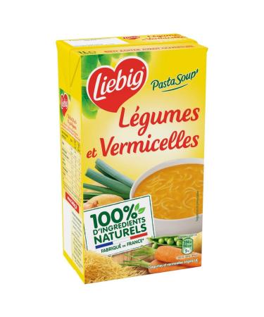 AUCHAN Liebig Pastasoup' Vegetables and Vermicelli 100% Natural Ingredients 4 People 1L Pack of 3 Units