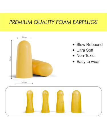 Yellow Earplugs - Noise Reduction for Sleeping Swimming Shooting & Concerts - 60 Pairs Available for International Shipping - Buy Online on GoSupps.com