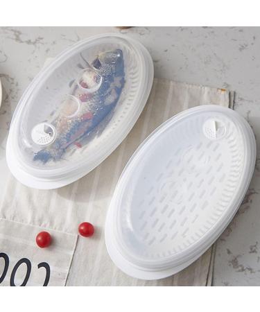 Zerodeko 1pc Steamer Steamed Fish Plate Microwave Cooking Pot Dumpling Steam Baskets for Rice Fish Steaming Holder Microwave Cookware Food Cover Micro-wave Oven White Food Grade Pp White 32.7x18.6cm - Buy Online on GoSupps.com