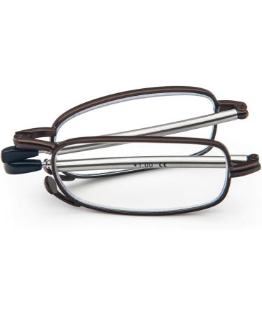 Shop Cokobin Foldable Reading Glasses - Stainless Steel Anti-Blue Light Aid for Men & Women | Compact Hard Shell Case +1.0 (Brown) - Buy Online on GoSupps.com