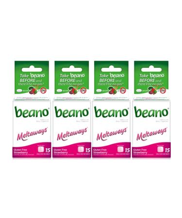 beano Strawberry Meltaways Gas Prevention, 15 Count (Pack of 4)