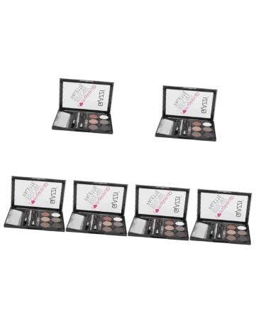 Beavorty 6 Sets Eyebrow Powder Set Eyebrow Brush Six-color Eyebrow Powder Makeup Accessory Eyebrow Stickers