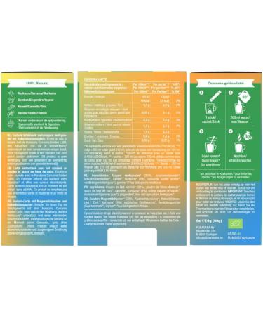Purasana Instant Curcuma Latte 6 sticks Lait dor bio au curcuma poudre gingembre & cannelle sans gluten - Buy Online on GoSupps.com