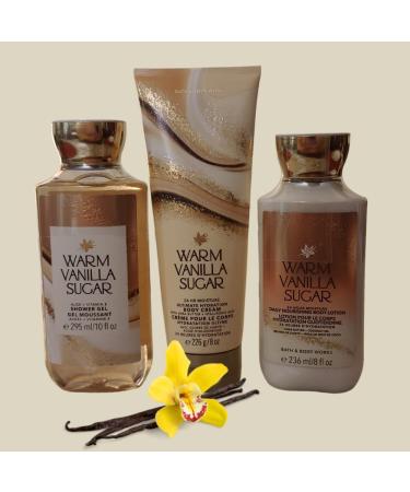 Bath & Body Works Warm Vanilla Sugar Body Set - Shower Gel, Lotion & Cream - Buy Online on GoSupps.com