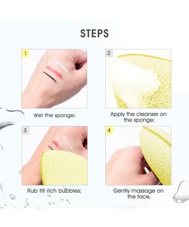 LYFONDYI Facial Cleaning Sponge Set - 2 Reusable Bath Sponges for Daily Exfoliating & Makeup Removal | Grey & Yellow | Finger Glove Included - Buy Online on GoSupps.com