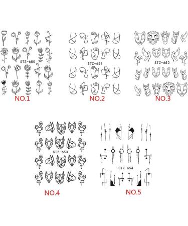 ZLHEgan Nail Jewelry Sticker Tatoos Women Girls Flower Abstract Sketch Animal 3D Nail Art Decoration 6.4*5.2cm#4 Black#4 - Buy Online on GoSupps.com