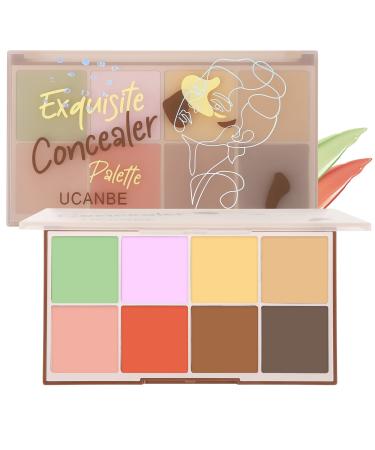 UCANBE Face Concealer Contour Cream Makeup Palette - 8 Colors Exquisite Facial Camouflage Contouring Corrector Pallet Full Coverage Make Up Kit (01)