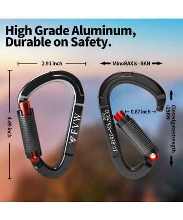 25KN Heavy Duty Auto Locking Carabiner Clips - Set of 5 | For Rock Climbing, Rappelling, Rescue & Gym | Large D-Shaped Black Carabiners - Buy Online on GoSupps.com
