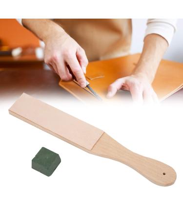 Sharpening Belt Leather Polish Sharpening Belt Double-Sided Wooden Grinding Board With Grinding Paste For Razors Knives Cutting Tools